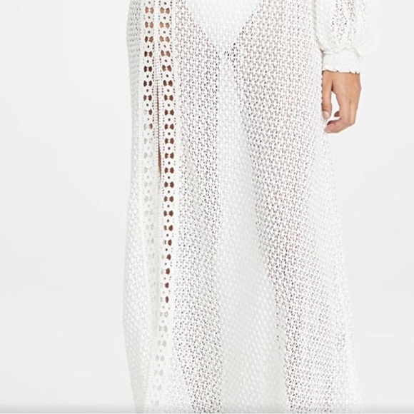 Chio di Stefania | White One Shoulder Maxi Lace Knit Cover Up Dress - Picture 3 of 3